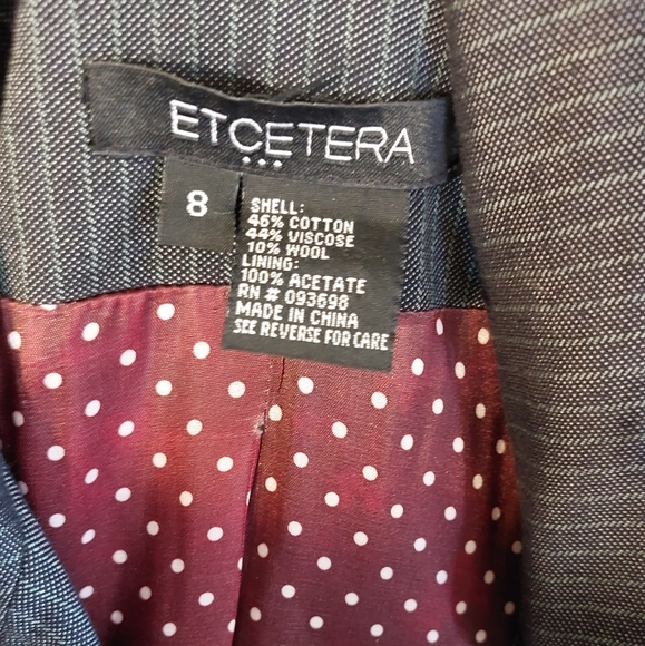 ETCETERA Gray Jacket Womens Blazer Long Green Pinstripes Designer Coat Size 8 - Picture 12 of 16